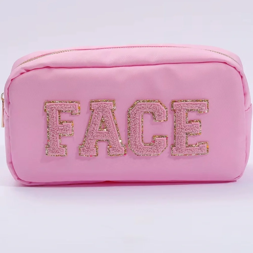 Pink Cosmetic Bag with Gold Accents 9X5